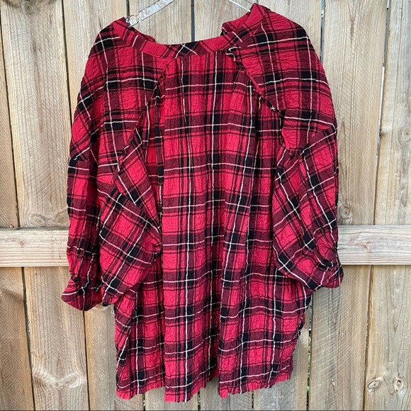 Free People Intimately top plaid new red black S Buffalo Plaid - Picture 2 of 9